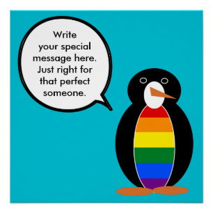Póster Orgulho Gay Falando Pinguim Personalizado