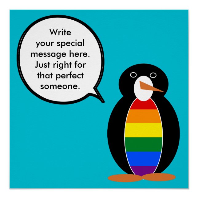 Póster Orgulho Gay Falando Pinguim Personalizado (Frente)