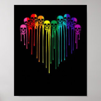 Poster Orgulho gay LGBT Iniciado Sinalizador Crânio Coraç
