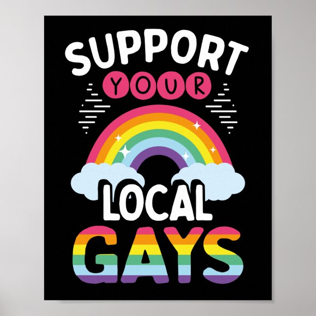 Poster Orgulho gay Mês LGBT Suportam seus Gay locais (Frente)