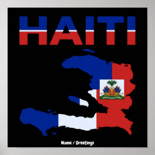 Poster Orgulho Haitiano Bandeira Haiti Mapa Desenho Patri