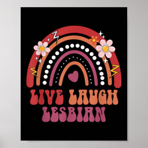 Poster Orgulho Lésbico Groovy Retro Viva Ria Orgulho Lgbt