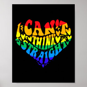 Poster Orgulho LGBT Arco-Íris Eu não consigo pensar Het