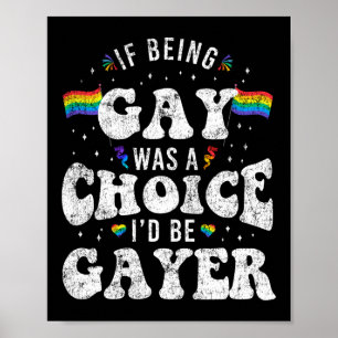 Poster Orgulho LGBT Eu seria Gayer Rainbow Flag Retro Vin