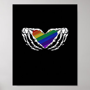 Poster Orgulho - Mãos de Esqueleto Segurando Cardíaco Clá