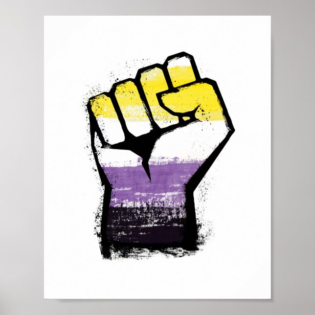 Poster Orgulho Não Binário Punho de Protesto (Frente)