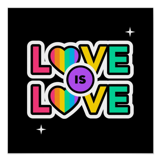 Póster Orgulho. O amor é o amor. Gay Arco-íris (Frente)