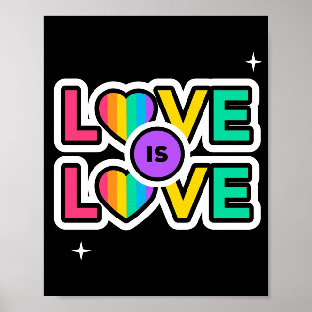 Poster Orgulho. O amor é o amor. Gay Arco-íris (Frente)