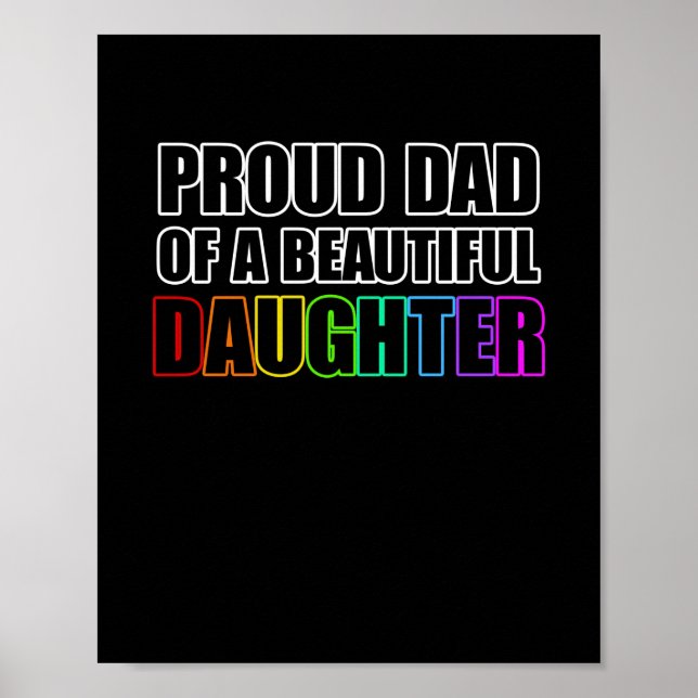 Poster Orgulho Pai LGBT Filha Lésbica Rainbow Ally (Frente)