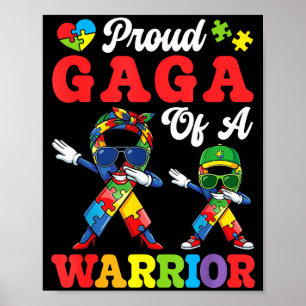 Poster Orgulhosa gaga de uma guerreira do autismo com laç