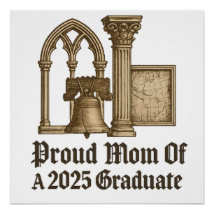 Póster Orgulhosa Mãe de Graduado Clássico Estilo História