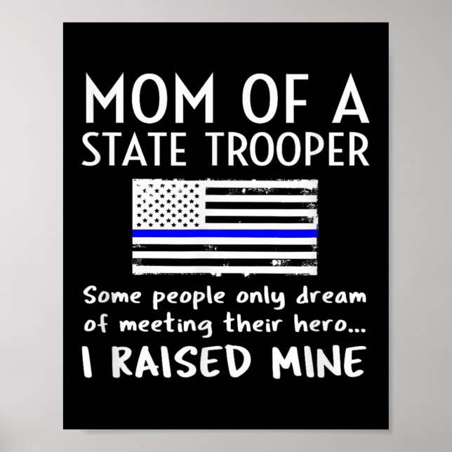 Poster Orgulhosa Mãe de Policial Estadual Thin Blue Line  (Frente)