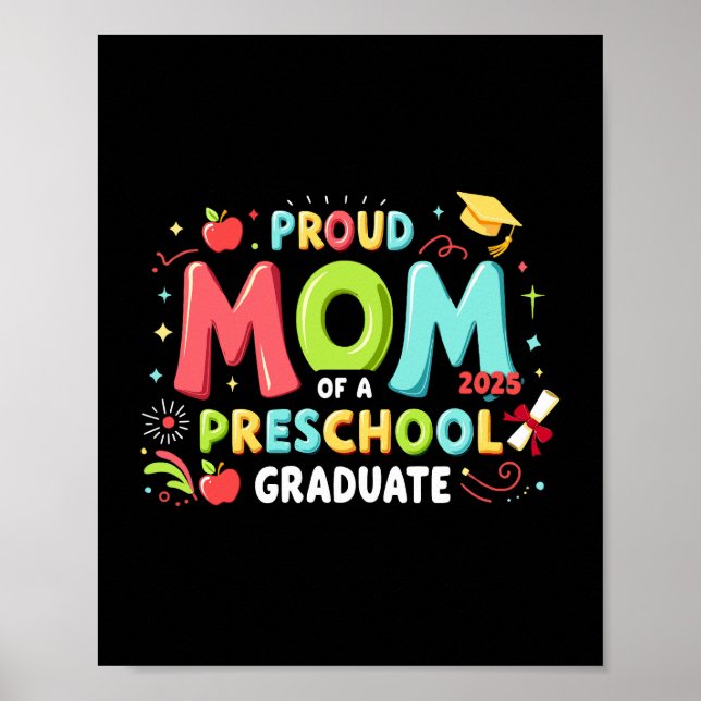 Poster Orgulhosa Mãe De Um Formando De Pré-Escolas (Frente)