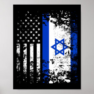 Poster Orgulhoso Bandeira EUA Israel Patriótico Orgulho A