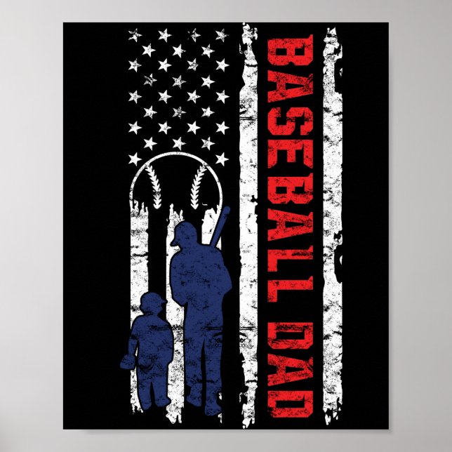 Poster Orgulhoso Pai de baseball American Flag Sports Pad (Frente)