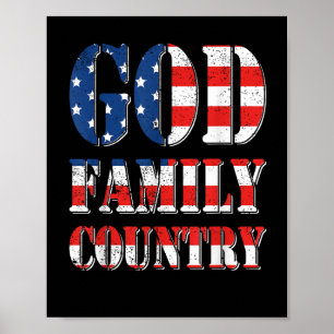 Poster Orgulhoso País da Família Flag God dos Estados Uni