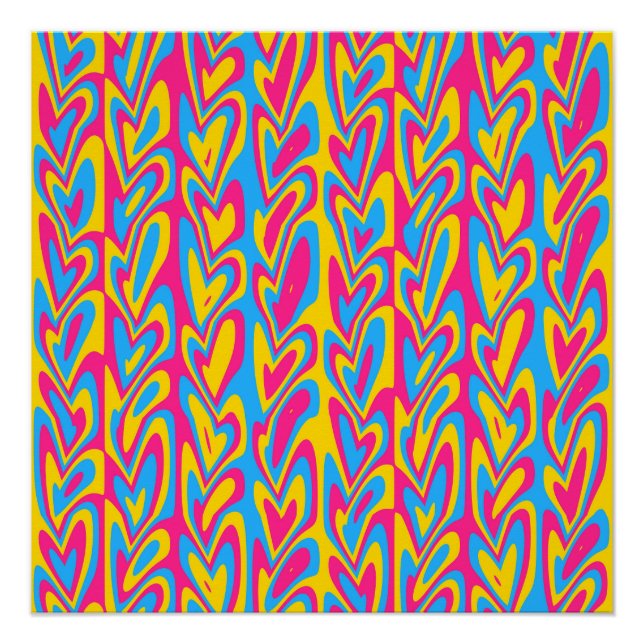 Póster Orgulhoso Pansexual Groovy Trippy Squiggly Quirky  (Frente)