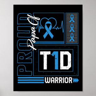 Poster Orgulhoso Papa do Guerreiro T1d Diabetes Awarenes