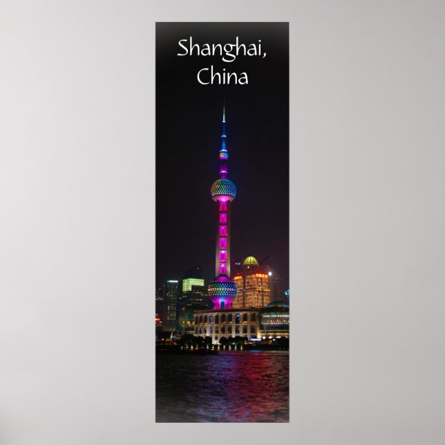 Poster Oriental Pearl Tower - Xangai, China - 12x36 (Frente)