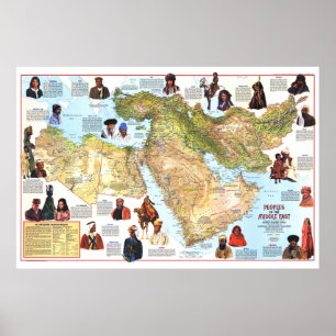 Poster Oriente Médio: Mapa das Pessoas e Culturas de 197