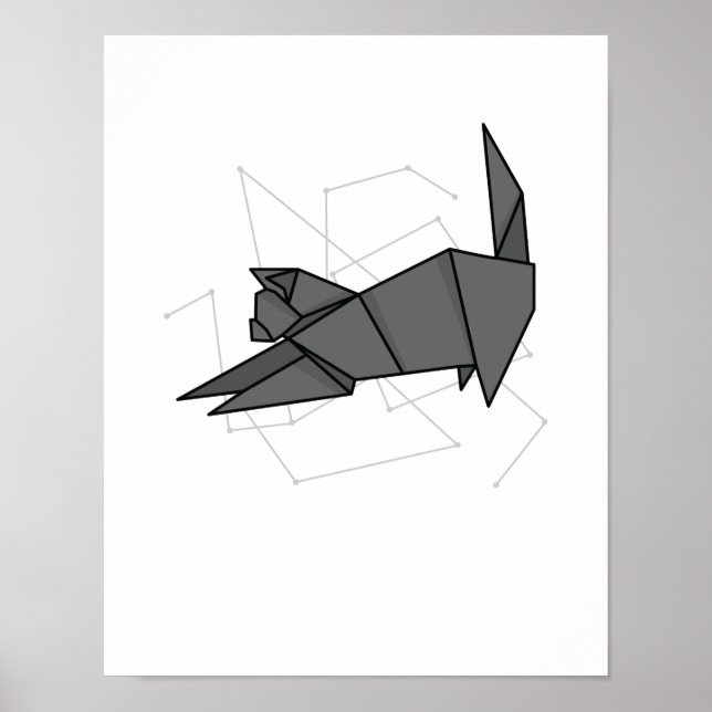 Poster Origami Katze die sich streckt (Frente)