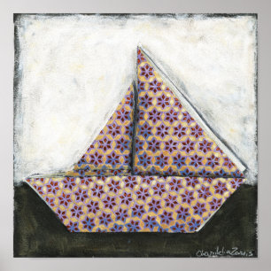 Poster Origami Sailboat no papel Star Design