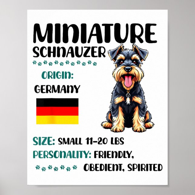 Poster Origem do Schnauzer Miniatura Engraçado Amante de  (Frente)