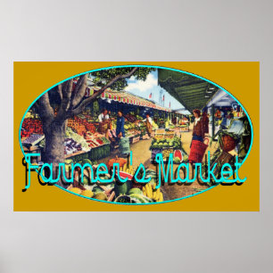 Póster Original Farmer's Market, Hollywood, Califórnia