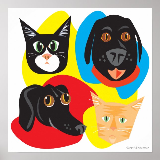 Póster Originando Gatos & Cães_Amigos Frisky (formas colo (Frente)