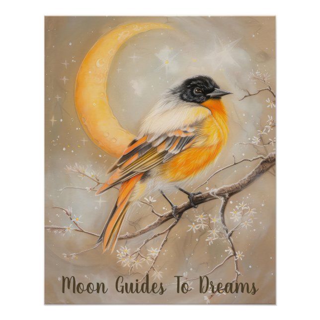 Póster Óriole bebê dormindo na Lua (Frente)