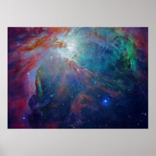 Poster Orion Nebula a cintilar azul NASA