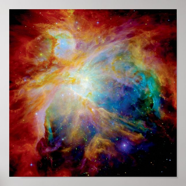 Póster Orion Nebula Hubble Spitzer - Foto do Espaço do Te (Frente)