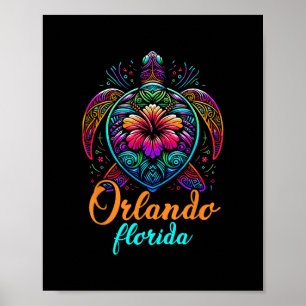 Poster Orlando Flórida Colorido Tartaruga Marinha Praia V
