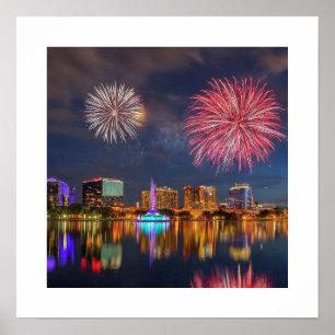 Poster Orlando Florida Lake Eola Fireworks & Fountain