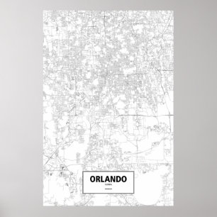 Póster Orlando, Flórida (preto no branco)