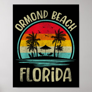 Poster Ormond Beach Flórida Palmeira Família Verão