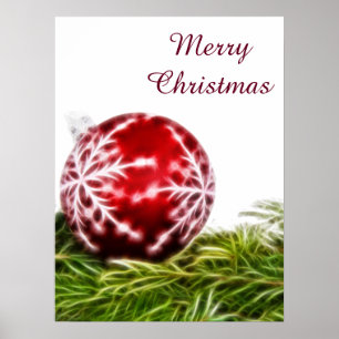 Póster Ornament e Fir Fractal - Feliz Natal