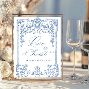 Poster Ornamentado Flor Azul Vitoriano Grace Love é Doce