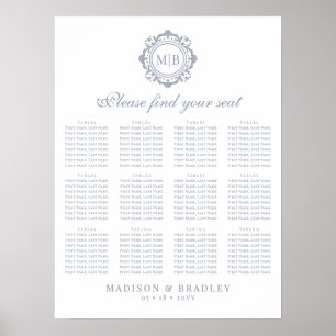 Poster Ornamentado Floral Monograma Sentado De Casamento