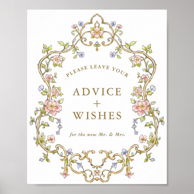 Poster Ornamentado Victorian Grace Floral Advice & Wish S (Frente)