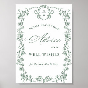 Poster Ornamentado Victoriano Flower Grace Advice e Desej