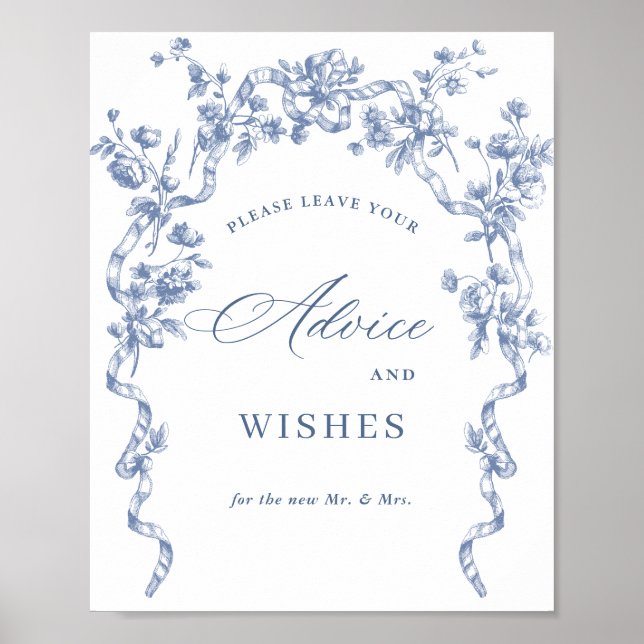 Poster Ornamentado vitoriano Grace Dusty Blue Advice e De (Frente)