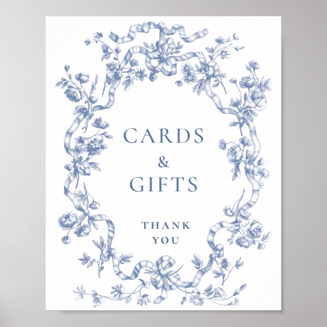 Poster Ornamentado vitoriano Grace Dusty Blue Cards e pre (Frente)
