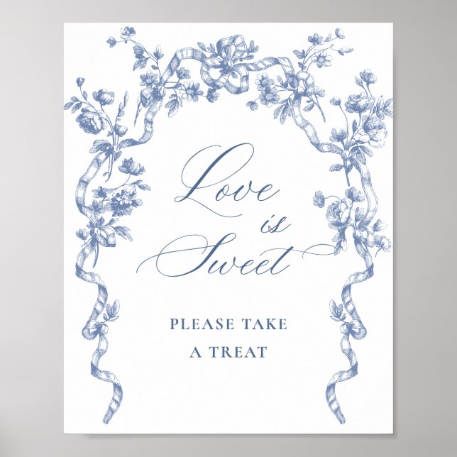 Poster Ornamentado vitoriano Grace Dusty Blue Love é doce (Frente)