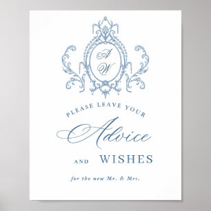 Poster Ornamentado Vitoriano Grace Floral Blue Advice e D