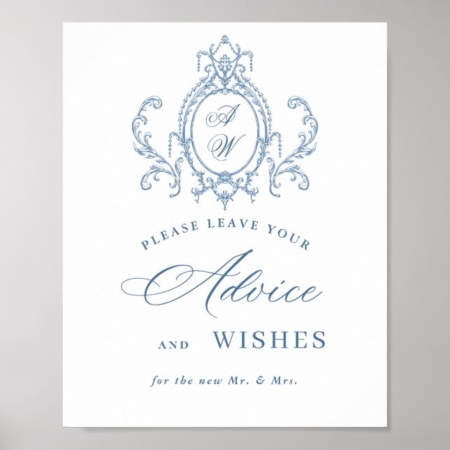 Poster Ornamentado Vitoriano Grace Floral Blue Advice e D (Frente)