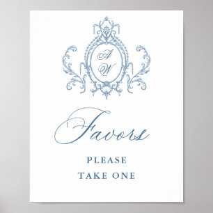 Poster Ornamentado Vitoriano Grace Floral Blue Favorece C