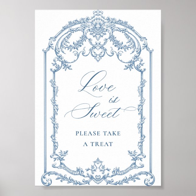 Poster Ornamentado vitoriano Grace Floral Blue Love é doc (Frente)
