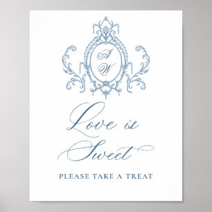 Poster Ornamentado vitoriano Grace Floral Blue Love é doc
