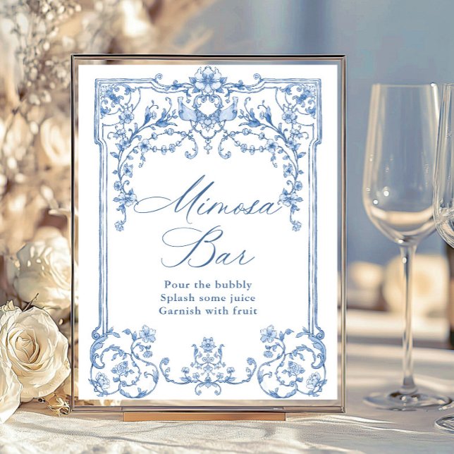 Poster Ornamentado Vitoriano Grace Floral Blue Mimosa - S (Criador carregado)